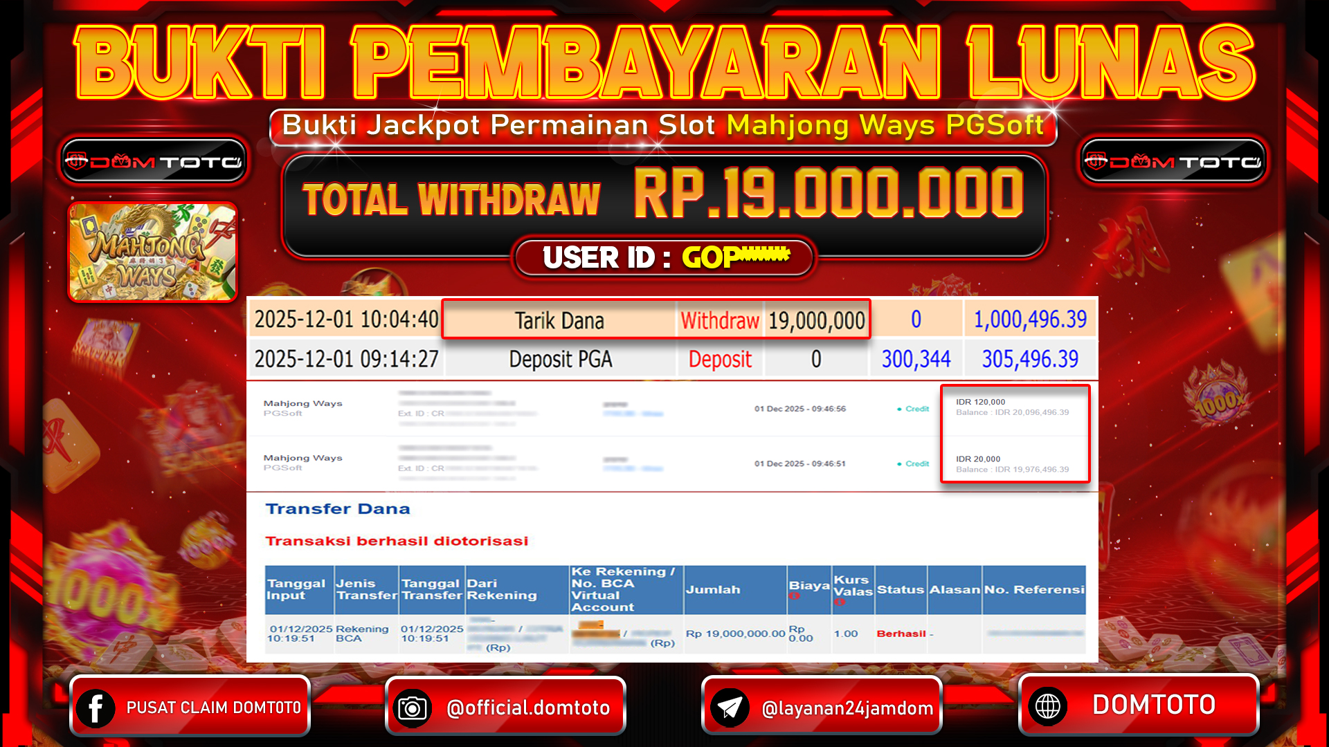 JACKPOT  SLOT  Mahjong Ways PGSoft 01 DECEMBER 2025
